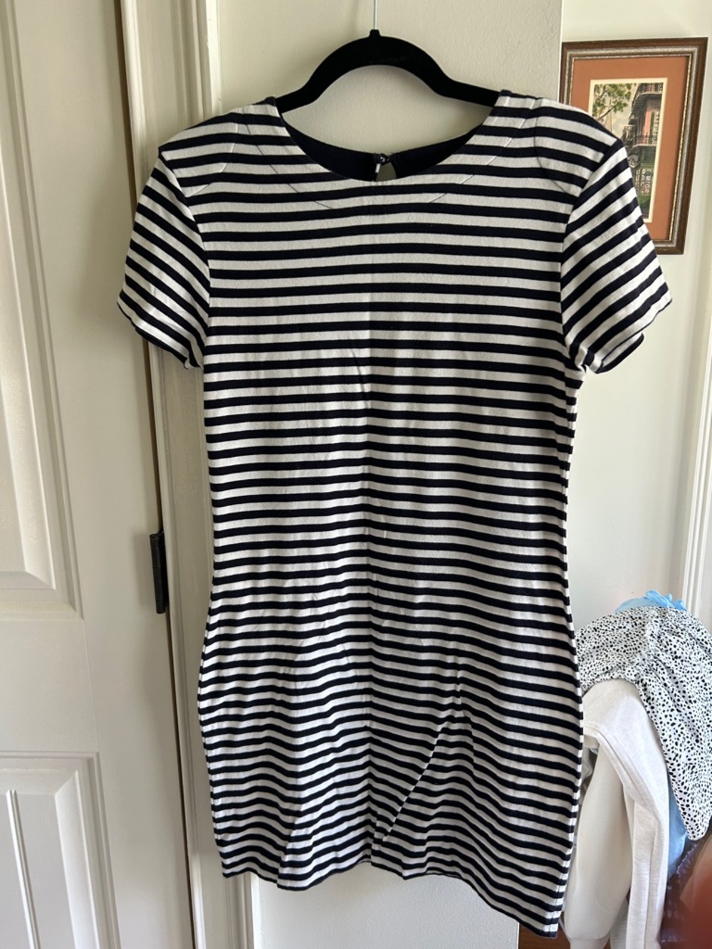 French Connection Navy and White Striped Tee Dress